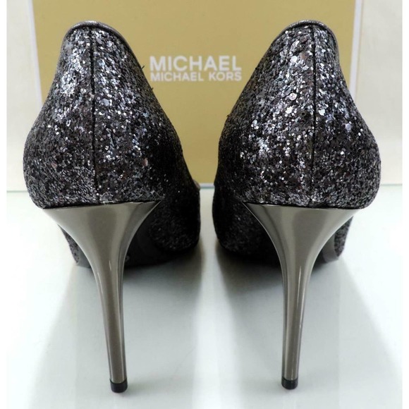 MICHAEL Michael Kors Claire Pump Heels Glitter Fabric Gunmetal Grey - Picture 5 of 9